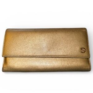 Gucci Metallic Leather Long Envelope Wallet